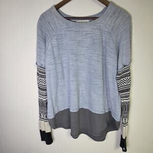 We The Free Blue Long Sleeved Layered Top Size Medium Sweater Sleeves